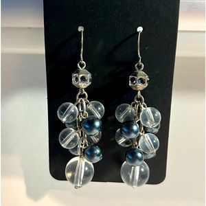Clear and sapphire blue rhinestone and beaded dangles